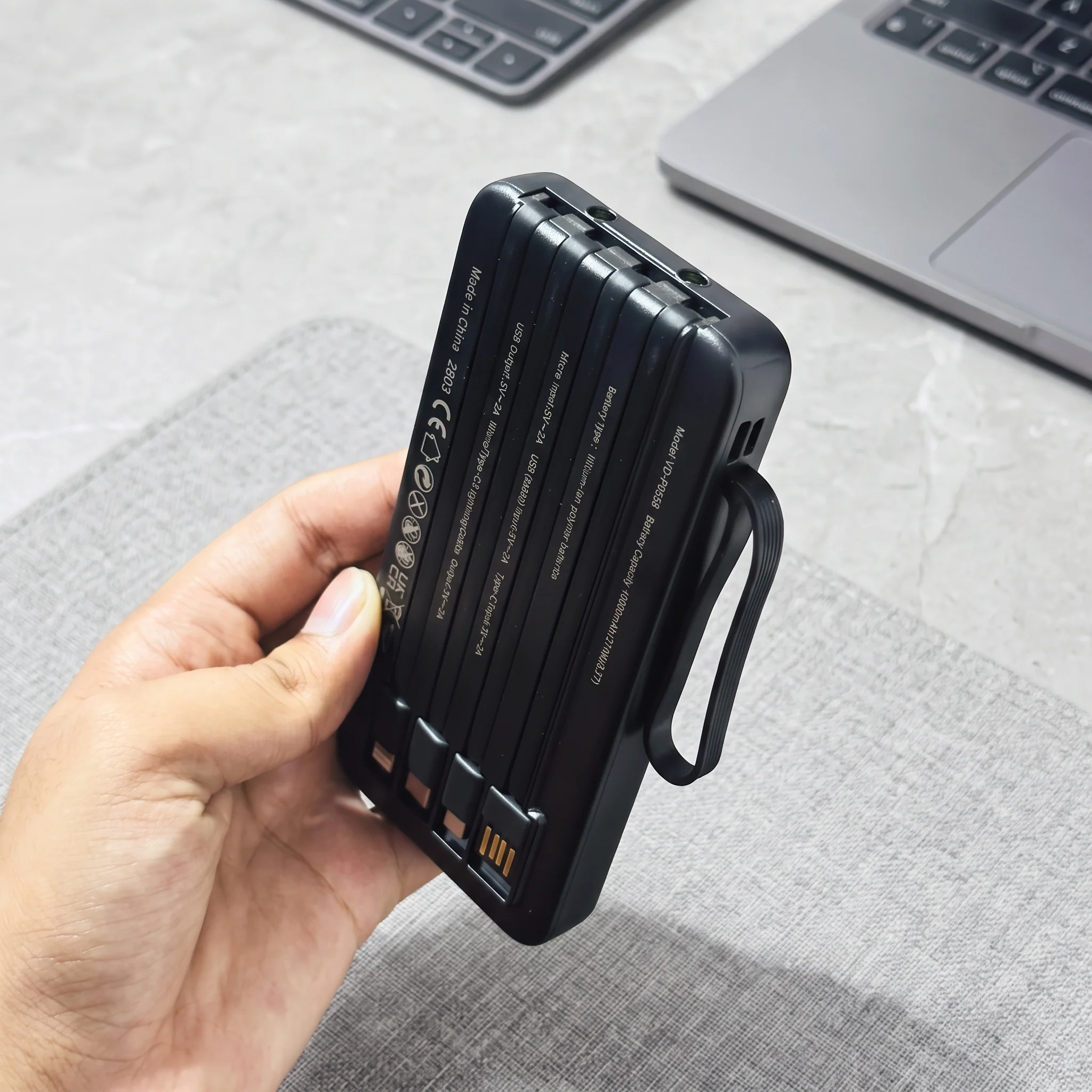 10000mAh Fast Charging Power Bank with Built-in Cables | Universal Portable Charger - Image 2
