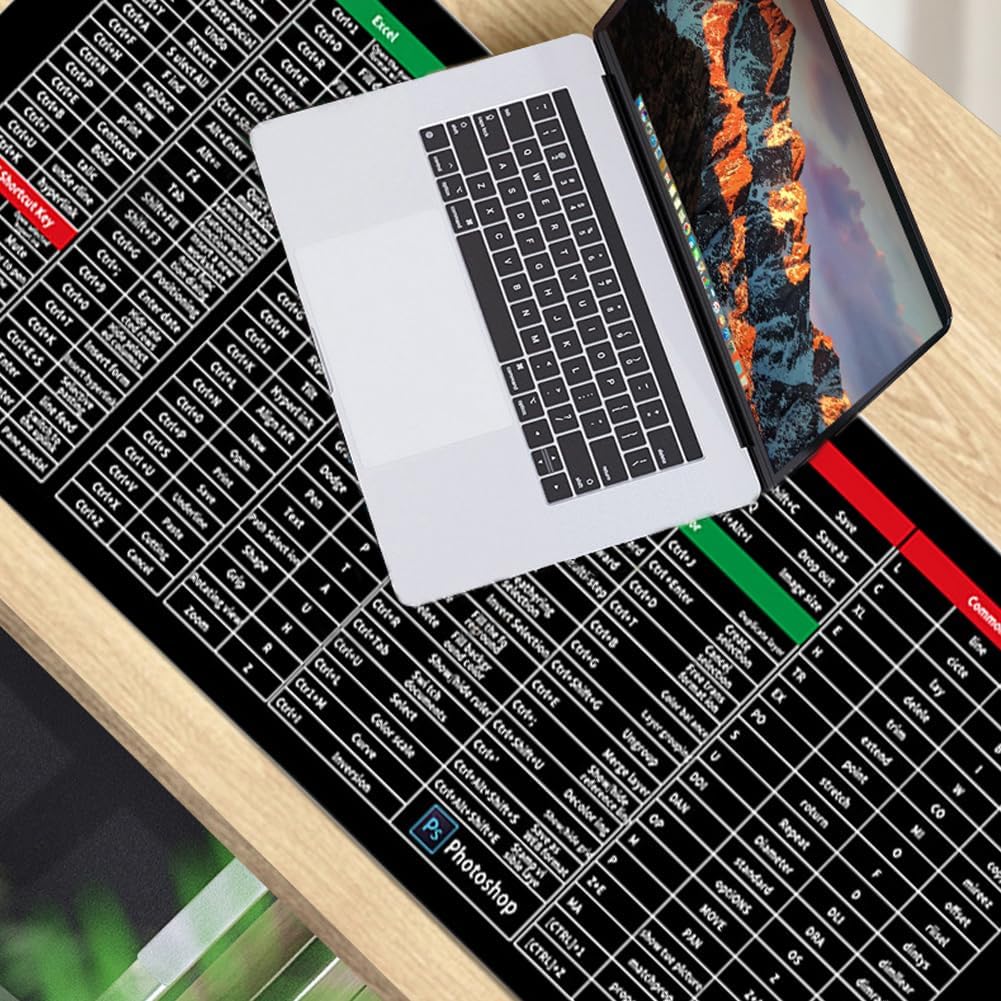 Extended Excel Shortcut Desk Mat (30×80cm) – Non-Slip Keyboard & Mouse Pad | 2 Pieces Set - Image 5